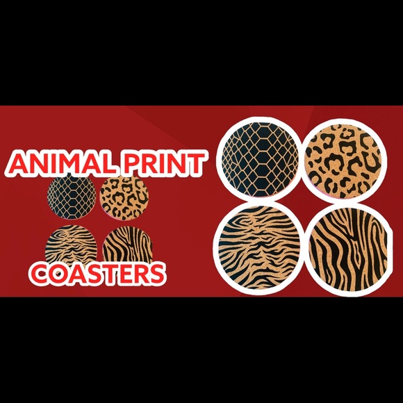 Animal Print Cork Coasters - Picture 1 of 16